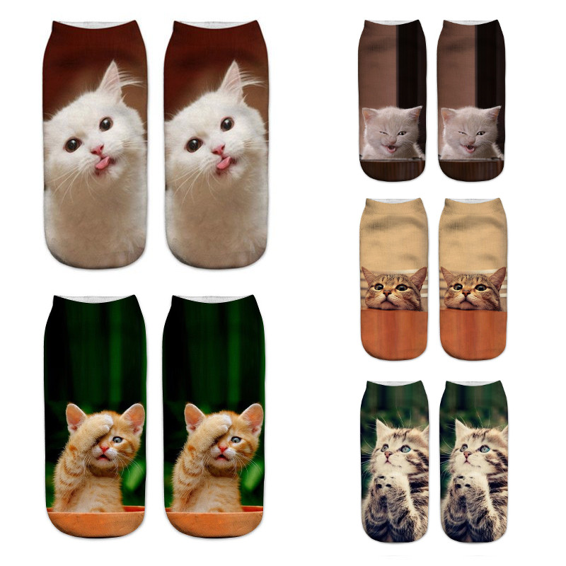 Socquettes chaton sortant d'un pantalon ! Chaussettes chat courtes